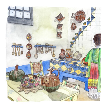 图画 标题为“Cocina Colombia #ar…” 由Stéphanie Logeais (Steff), 原创艺术品, 水彩