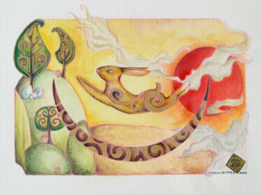 图画 标题为“Ostara” 由Stéphanie Loiseau-Bilard, 原创艺术品, 水彩