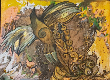 Ζωγραφική με τίτλο "Spirited" από Stéphanie Loiseau-Bilard, Αυθεντικά έργα τέχνης, Ακρυλικό Τοποθετήθηκε στο Ξύλινο φορείο σ…