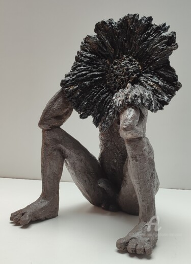 Sculptuur getiteld "l'homme fleur" door Stéphanie Mélusine, Origineel Kunstwerk, Klei