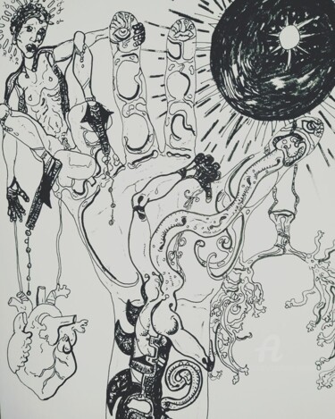 Drawing titled "les prophètes" by Stéphanie Mélusine, Original Artwork, Ink