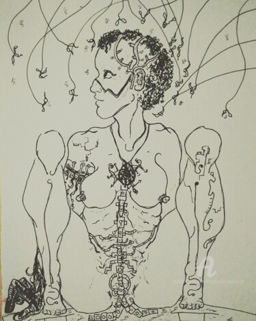 Rysunek zatytułowany „Cristaux” autorstwa Stéphanie Mélusine, Oryginalna praca, Atrament