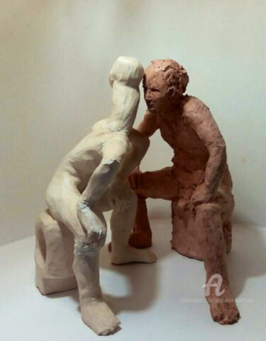 Sculpture titled "couple" by Stéphanie Mélusine, Original Artwork, Clay
