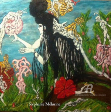 Painting titled "Le paradis" by Stéphanie Mélusine, Original Artwork, Acrylic