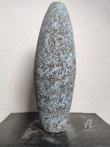 Skulptur mit dem Titel "vase bleu" von Stéphanie Mélusine, Original-Kunstwerk, Keramik