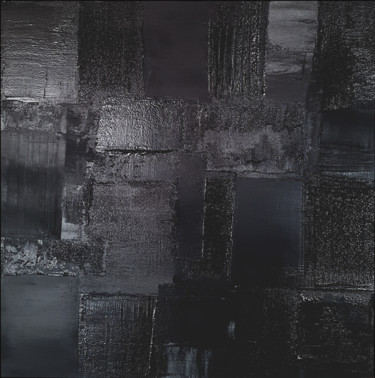 Pintura titulada "Monochrome Noir 20" por Stéphanie Menard, Obra de arte original, Acrílico Montado en Bastidor de camilla d…