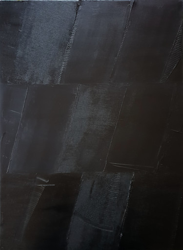 Painting titled "Monochrome Noir 26" by Stéphanie Menard, Original Artwork, Acrylic Mounted on Wood Stretcher frame