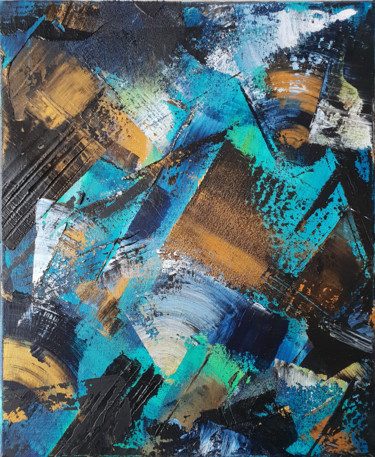 Painting titled "Contrastes 9" by Stéphanie Menard, Original Artwork, Acrylic Mounted on Wood Stretcher frame