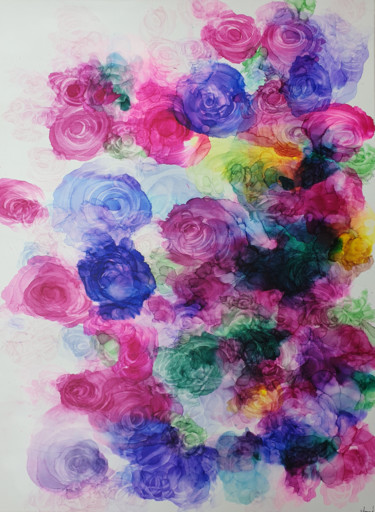 Abstract Flowers 2908 Картина под названием "Abstract Flowers 29…" - Stéphanie Menard, Подлинное произведение искусства, Чернила Установлен на Под…