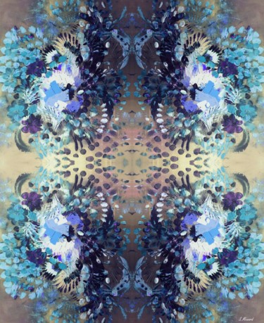 Arts numériques intitulée "Totem Bleu - Le Pap…" par Stéphanie Menard, Œuvre d'art originale, Peinture numérique