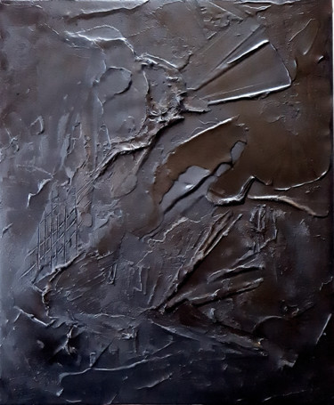 Painting titled "Monochrome Noir 30" by Stéphanie Menard, Original Artwork, Acrylic Mounted on Wood Stretcher frame