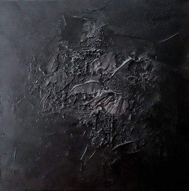 Painting titled "Monochrome Noir 29" by Stéphanie Menard, Original Artwork, Acrylic Mounted on Wood Stretcher frame