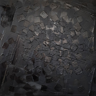 Malerei mit dem Titel "Monochrome Noir 31" von Stéphanie Menard, Original-Kunstwerk, Acryl Auf Keilrahmen aus Holz montiert