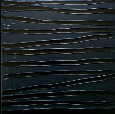 Schilderij getiteld "Monochrome Noir 32" door Stéphanie Menard, Origineel Kunstwerk, Acryl Gemonteerd op Frame voor houten b…