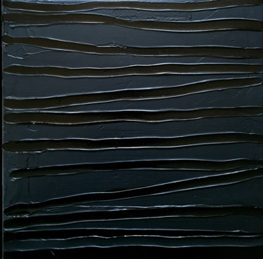 Painting titled "Monochrome Noir 32" by Stéphanie Menard, Original Artwork, Acrylic Mounted on Wood Stretcher frame