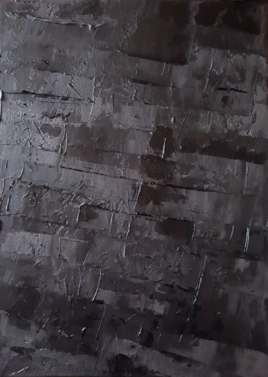 Pintura titulada "Monochrome Noir 36" por Stéphanie Menard, Obra de arte original, Acrílico Montado en Bastidor de camilla d…