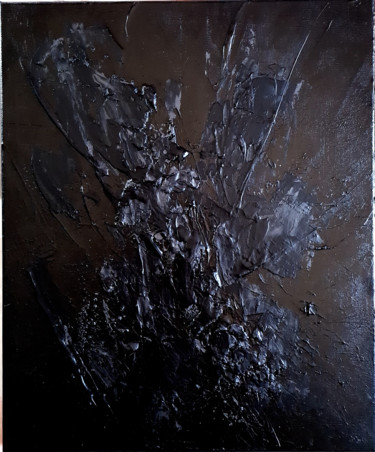 Malarstwo zatytułowany „Monochrome Noir 42” autorstwa Stéphanie Menard, Oryginalna praca, Akryl Zamontowany na Drewniana ram…