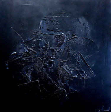 Painting titled "Monochrome Noir 8" by Stéphanie Menard, Original Artwork, Acrylic Mounted on Wood Stretcher frame
