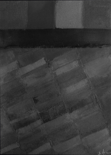 Painting titled "Monochrome Noir 15" by Stéphanie Menard, Original Artwork, Acrylic