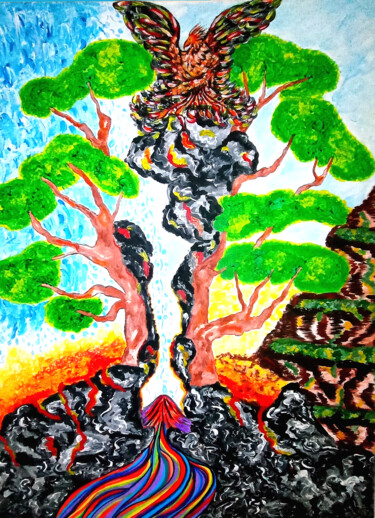 Pintura titulada "Cascade de Jouvence" por Stéphanie Pluquin, Obra de arte original, Acrílico