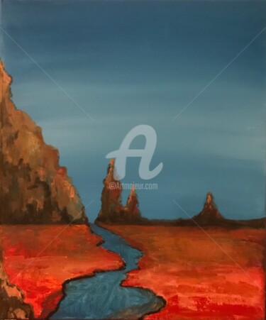 Painting titled "Desert 2" by Stephanie Rebato, Original Artwork, Acrylic Mounted on artwork_cat.