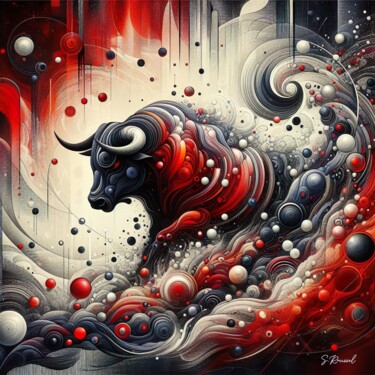 Digitale Kunst mit dem Titel "Taurus" von Stéphanie Roussel, Original-Kunstwerk, Digitale Malerei