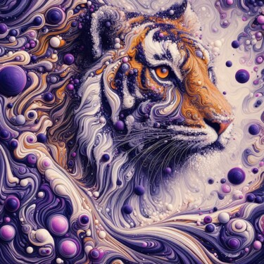 Arts numériques intitulée "Tiger" par Stéphanie Roussel, Œuvre d'art originale, Peinture numérique