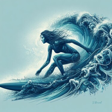 Digital Arts titled "Ocean Beauty" by Stéphanie Roussel, Original Artwork, Digital Painting