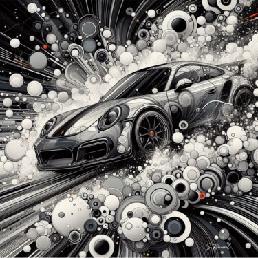 Digital Arts με τίτλο "Porsche" από Stéphanie Roussel, Αυθεντικά έργα τέχνης, Ψηφιακή ζωγραφική
