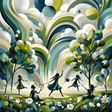 Painting titled "Spring awake" by Stéphanie Roussel, Original Artwork, Airbrush Mounted on Wood Stretcher frame