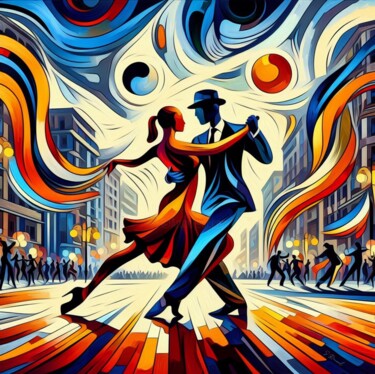 Digitale Kunst mit dem Titel "Tango City" von Stéphanie Roussel, Original-Kunstwerk, Digitale Malerei