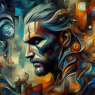 Painting titled "The Witcher" by Stéphanie Roussel, Original Artwork, Airbrush Mounted on Wood Stretcher frame
