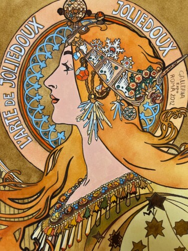 Malerei mit dem Titel "Zodiaco" von Stephanie Tansini, Original-Kunstwerk, Aquarell Auf Holzplatte montiert