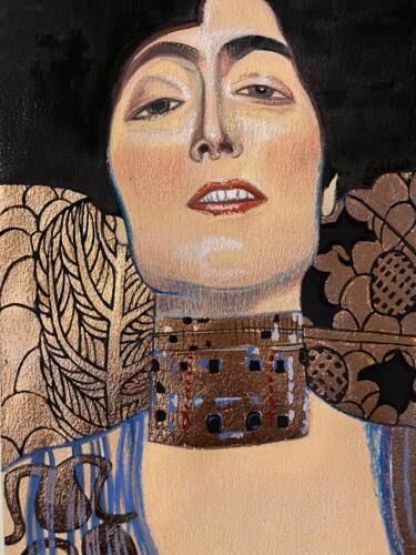 Schilderij getiteld "Giuditta I" door Stephanie Tansini, Origineel Kunstwerk, Aquarel Gemonteerd op Houten paneel