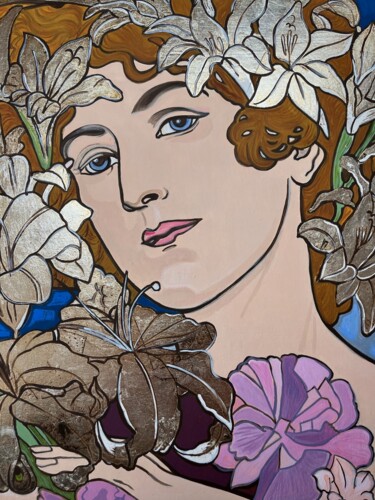 Schilderij getiteld "The Flower" door Stephanie Tansini, Origineel Kunstwerk, Acryl