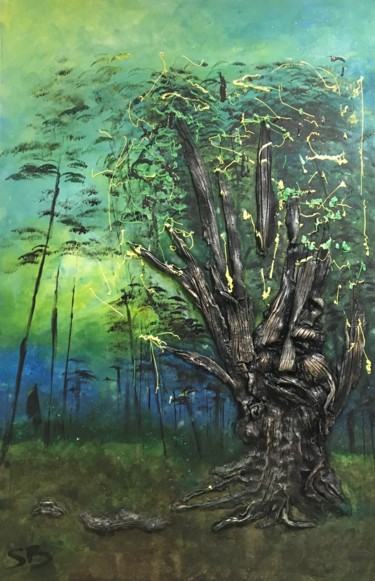 Painting titled "Forêt Enchantée" by Stephanie Bernard, Original Artwork, Acrylic