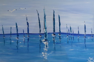 Peinture intitulée "Bleu-Marie" par Stephanie Bernard, Œuvre d'art originale, Acrylique