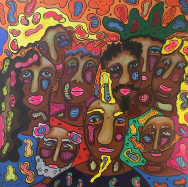 Pintura titulada "Tribu de Fétards" por Stephanie Bernard, Obra de arte original, Acrílico