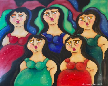 Painting titled "Grupos de mujeres" by Stephanie Bernard, Original Artwork, Acrylic