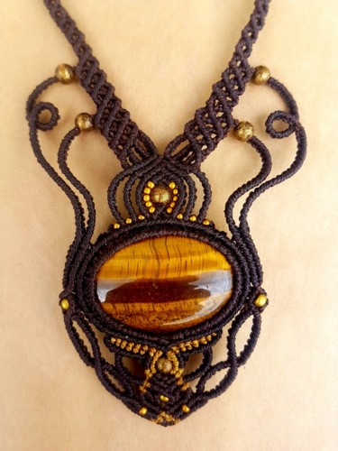 Artesanato intitulada "Parure Oeil de Tigr…" por Mme Jeannette, Obras de arte originais, Conjuntos de jóias
