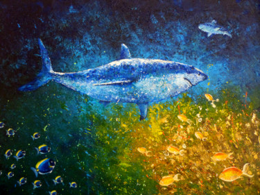 Painting titled "requin" by Stéphanie Delvoye, Original Artwork, Acrylic