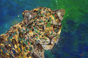 Painting titled "jaguar" by Stéphanie Delvoye, Original Artwork, Acrylic