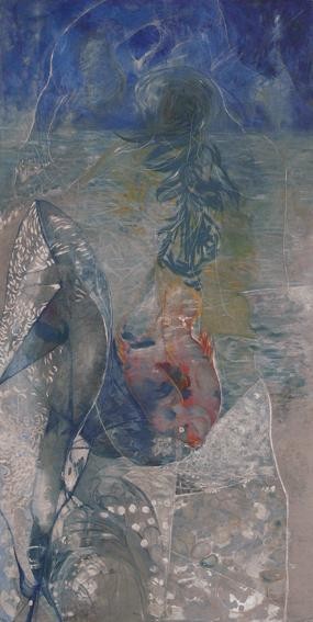 Peinture intitulée "Aube et Dauphin" par Stéphanie Dutertre, Œuvre d'art originale