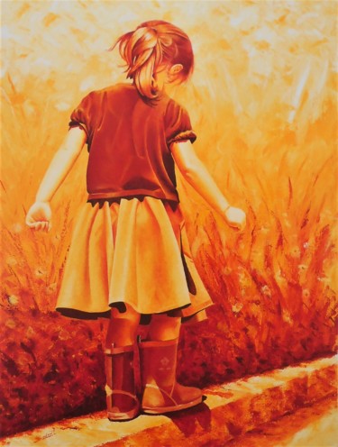 Painting titled "a petits pas" by Stephanie Ledroit, Original Artwork, Acrylic Mounted on Wood Stretcher frame