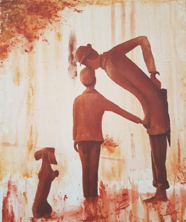 Painting titled "Mon oncle" by Stephanie Ledroit, Original Artwork, Acrylic