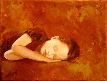 Painting titled "ENDORMIE" by Stephanie Ledroit, Original Artwork, Acrylic