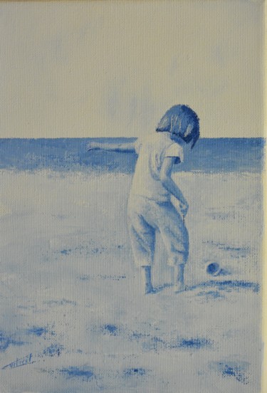 Painting titled "La Plage" by Stephanie Ledroit, Original Artwork, Acrylic