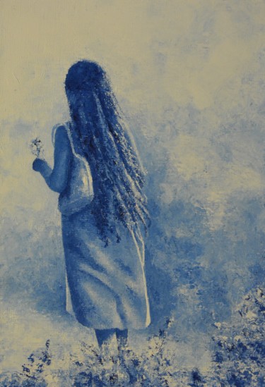 Painting titled "dans la brume" by Stephanie Ledroit, Original Artwork, Acrylic