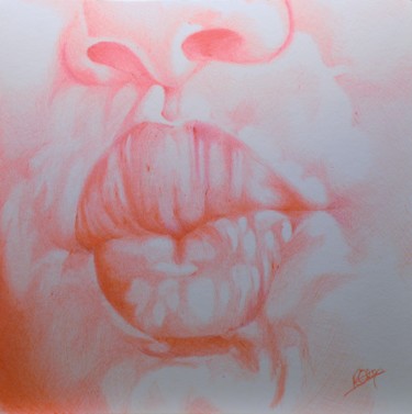 Drawing titled "Red Velvet" by Stéphanie Roux, Original Artwork, Ballpoint pen