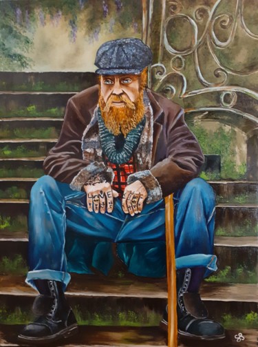 Painting titled "Robert is waiting..." by Stéphanie Steiner, Original Artwork, Oil